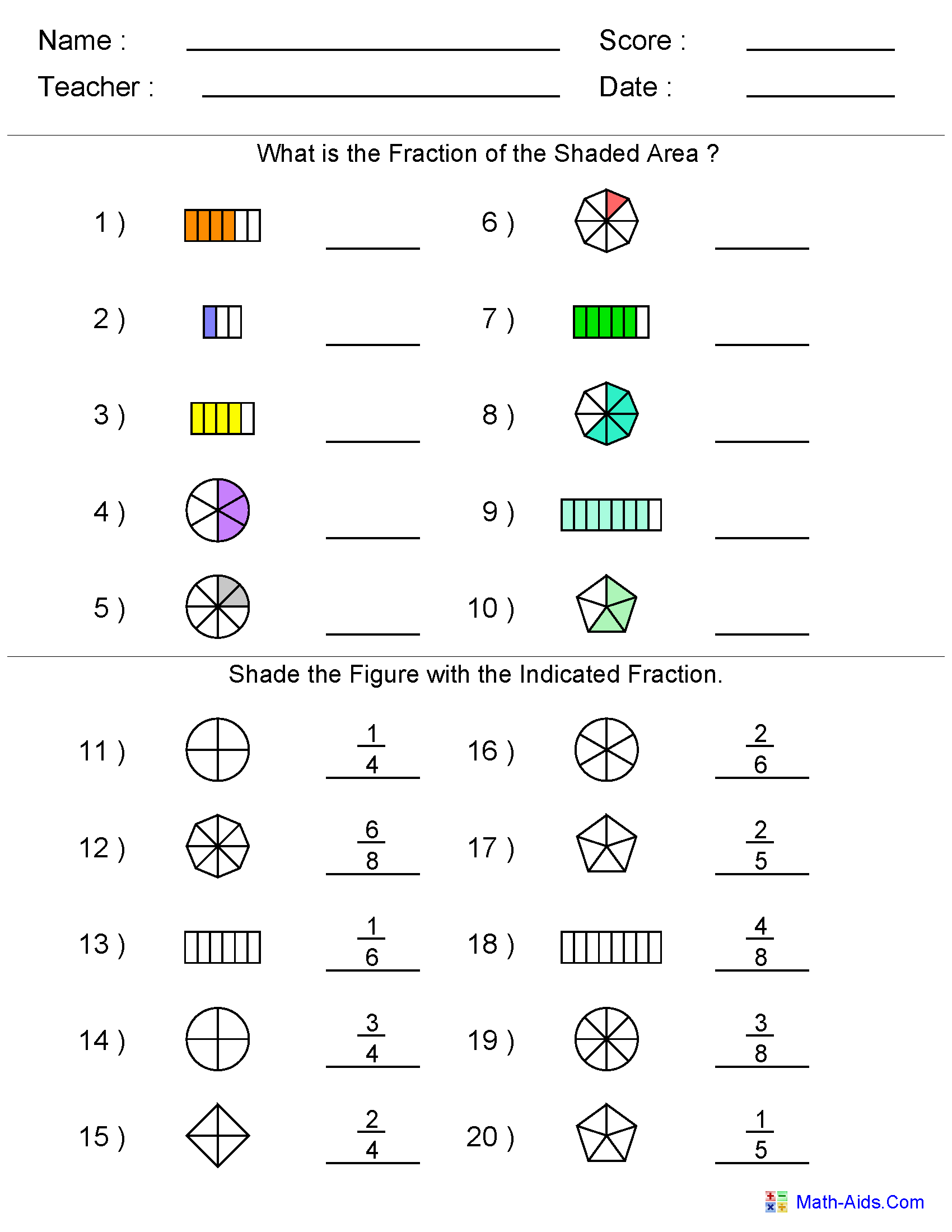 Printable Fraction Worksheets For Grade 3