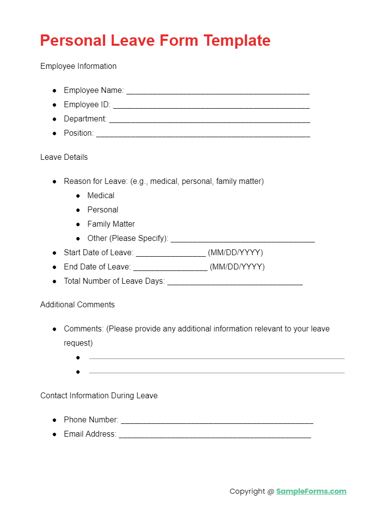 FREE 14 Leave Application Form Samples PDF MS Word Google Docs 