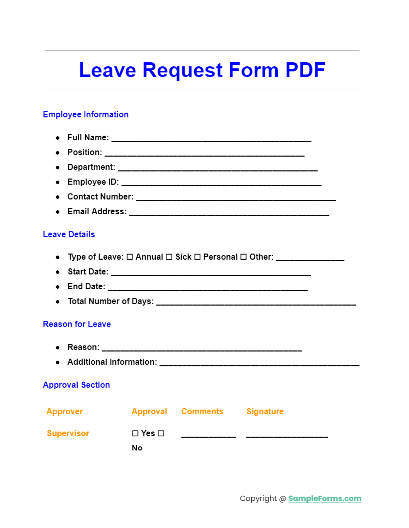 FREE 14 Leave Request Form Samples PDF MS Word Google Docs Excel