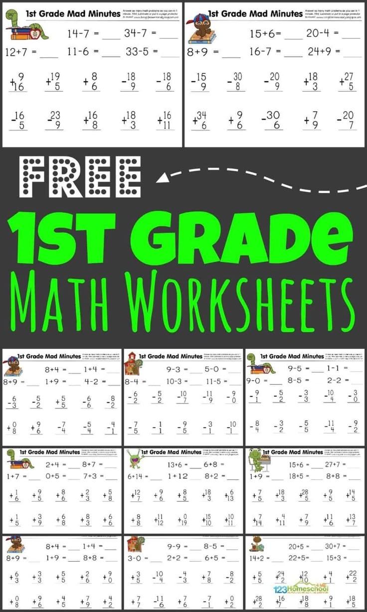 FREE 1st Grade Printable Math Worksheets amp First Grade Mad Minutes 