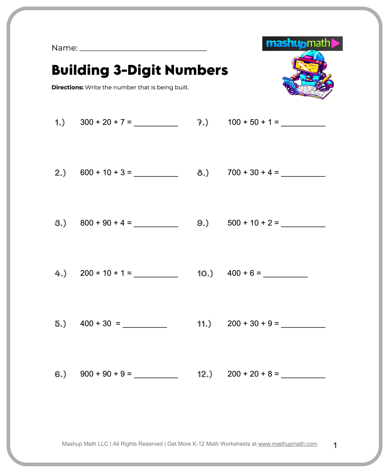 Math Worksheets Printable 4th Grade