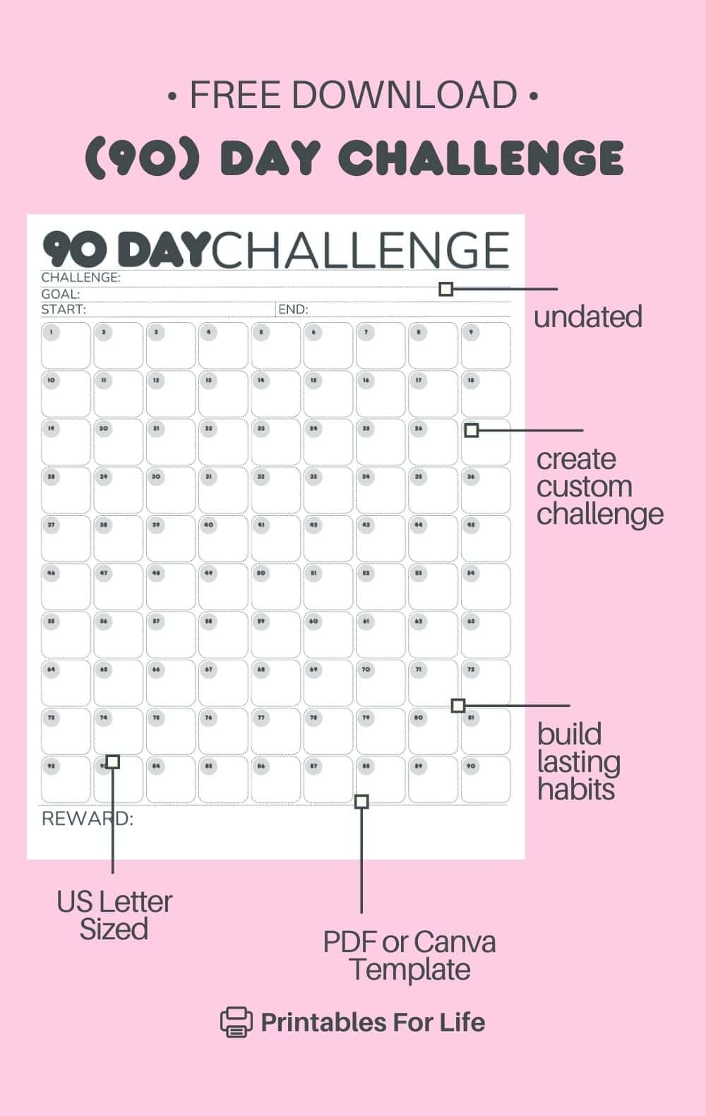 Blank 90 Day Calendar Printable