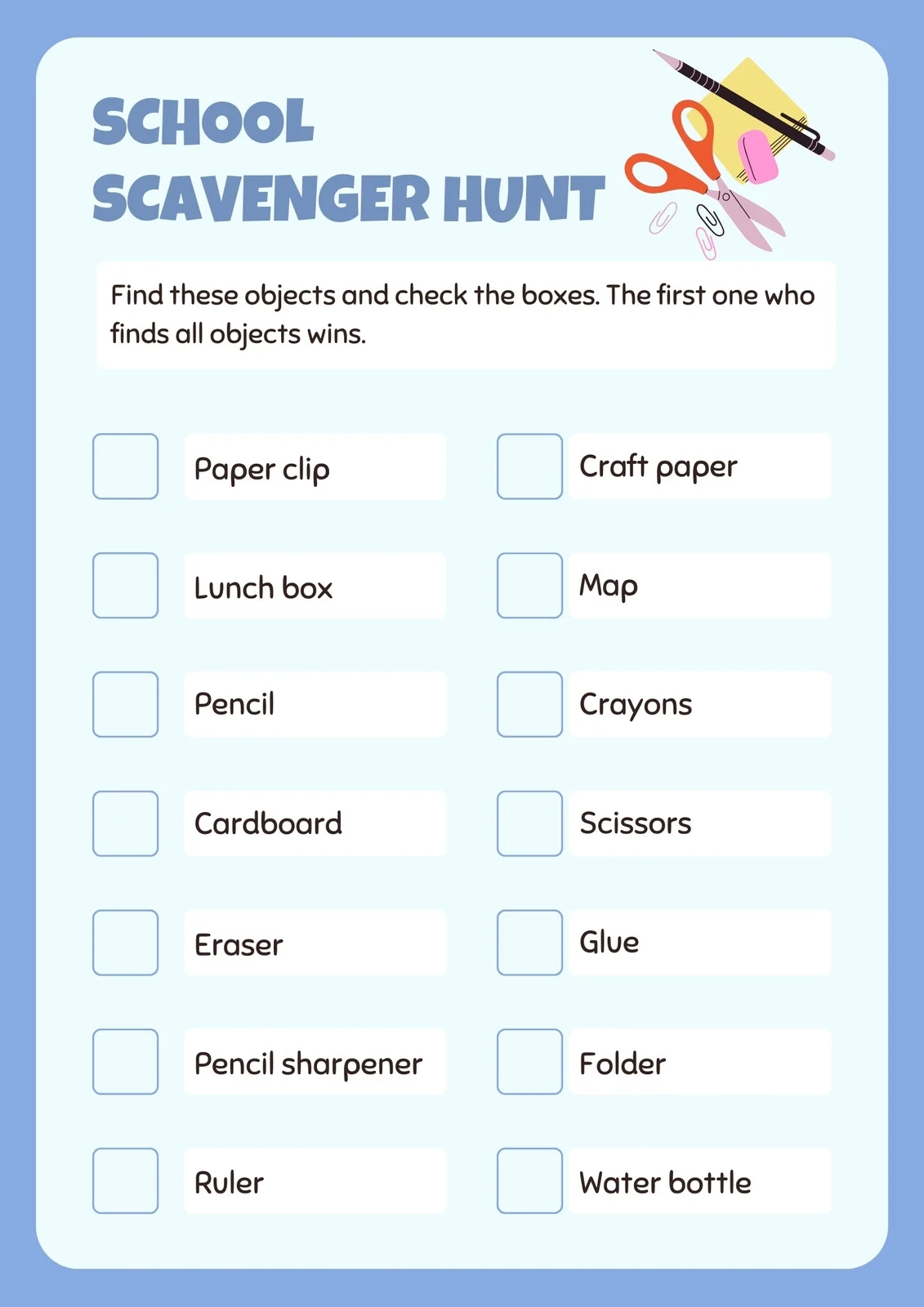 Printable Scavenger Hunt Template