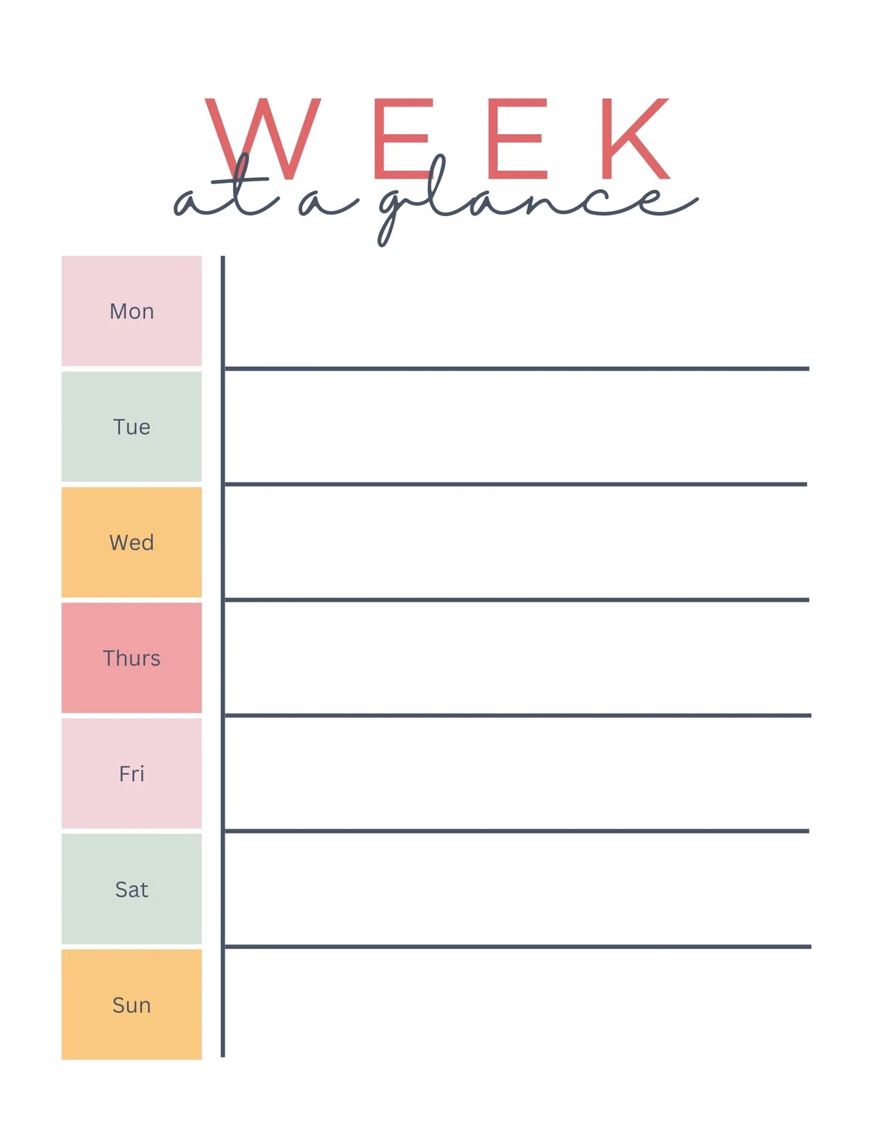 Free Weekly Daily Calendar Printable
