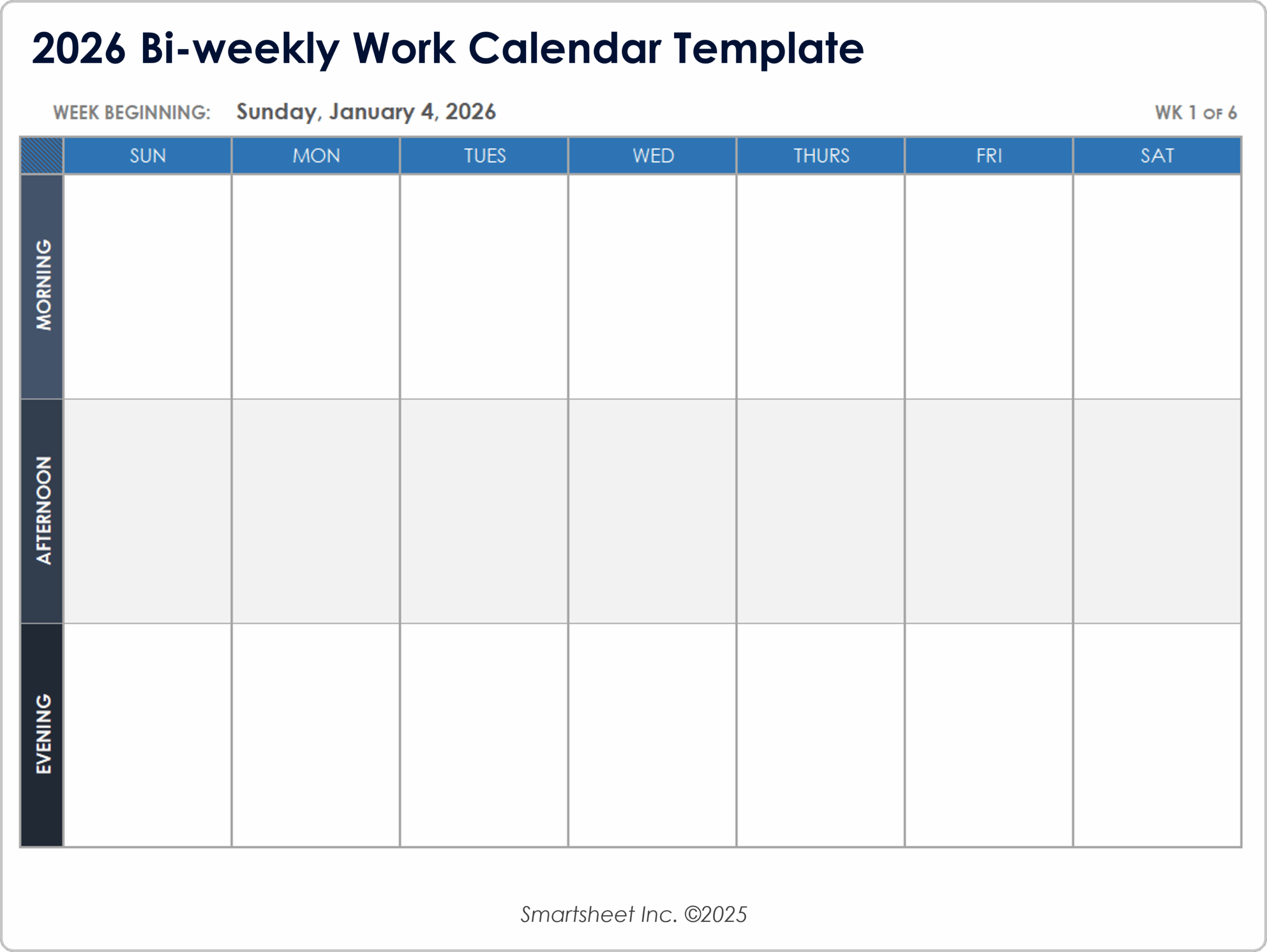 Blank Printable Calendar Weekly Column