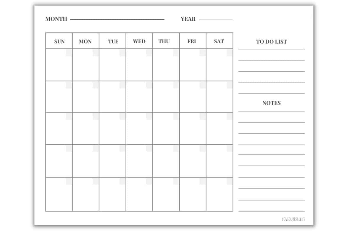 Blank Printable Free Calendar