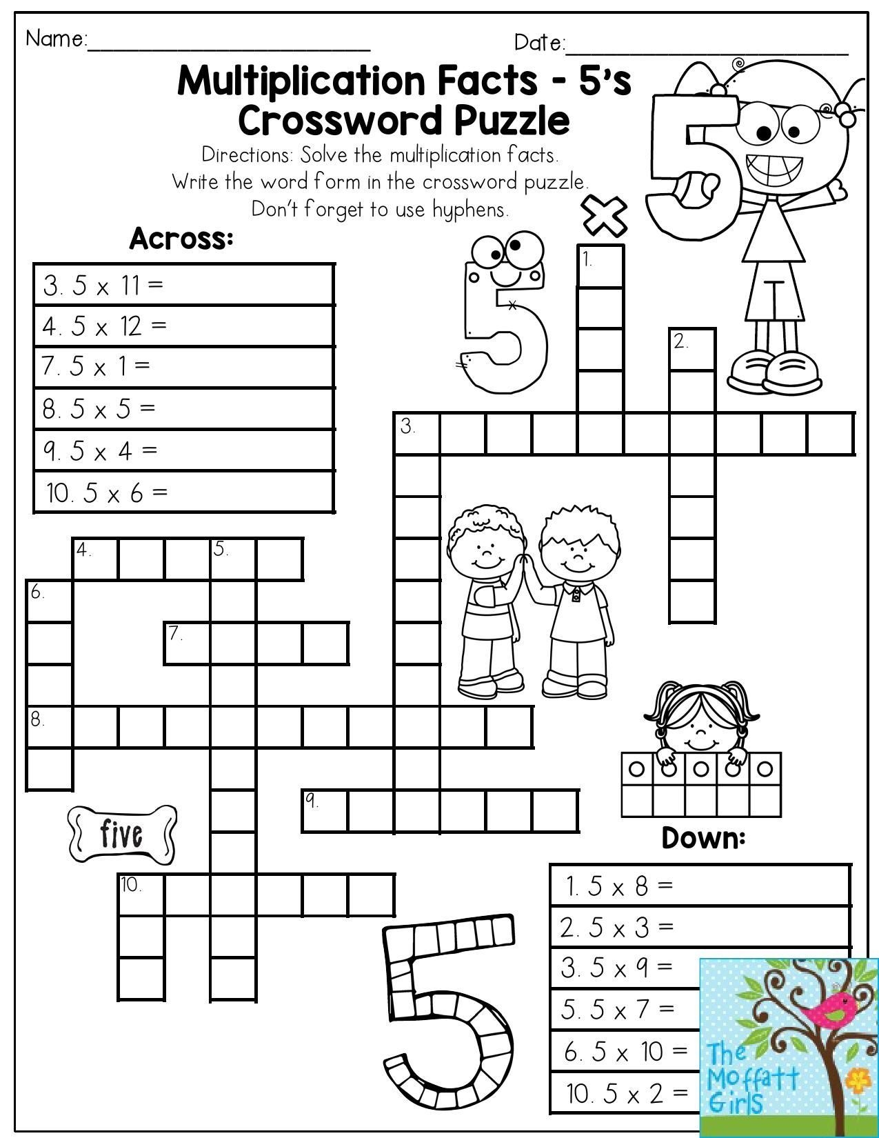 Crosswords For 3rd Grade Printable