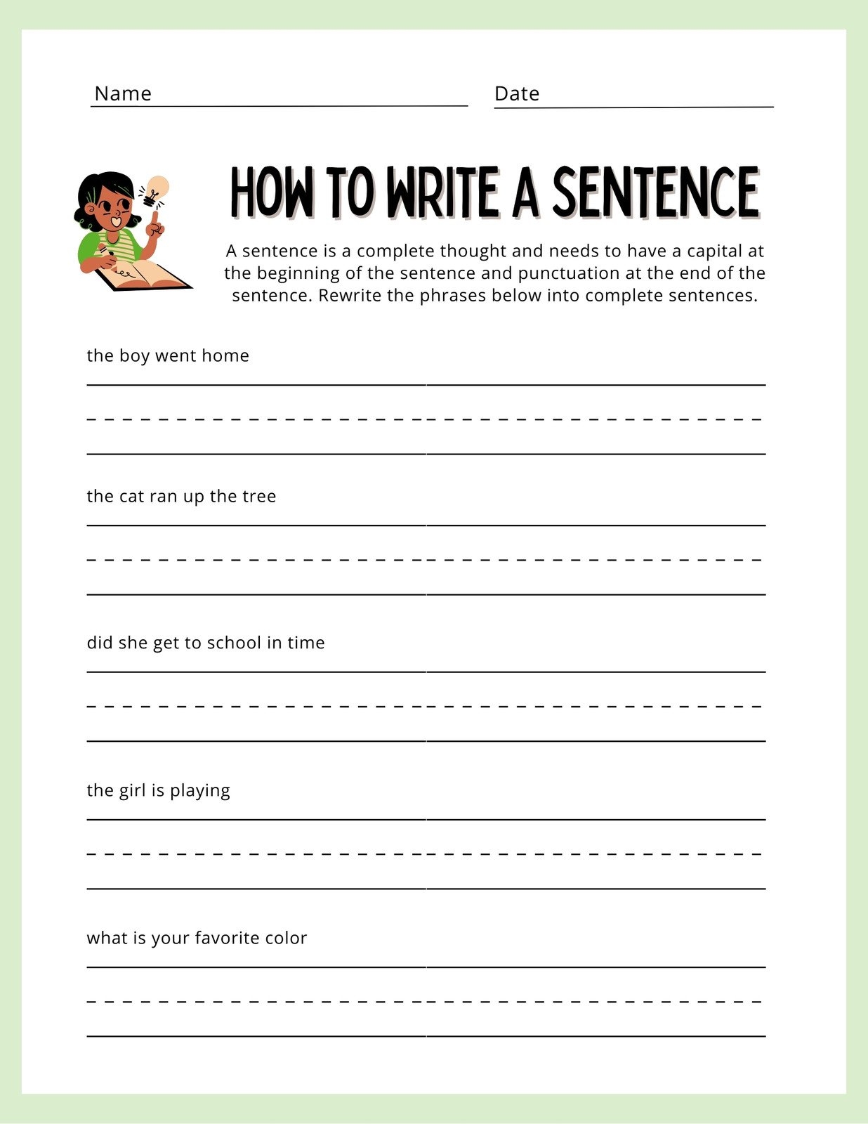 Free Printable Writing Worksheets 1st Grade