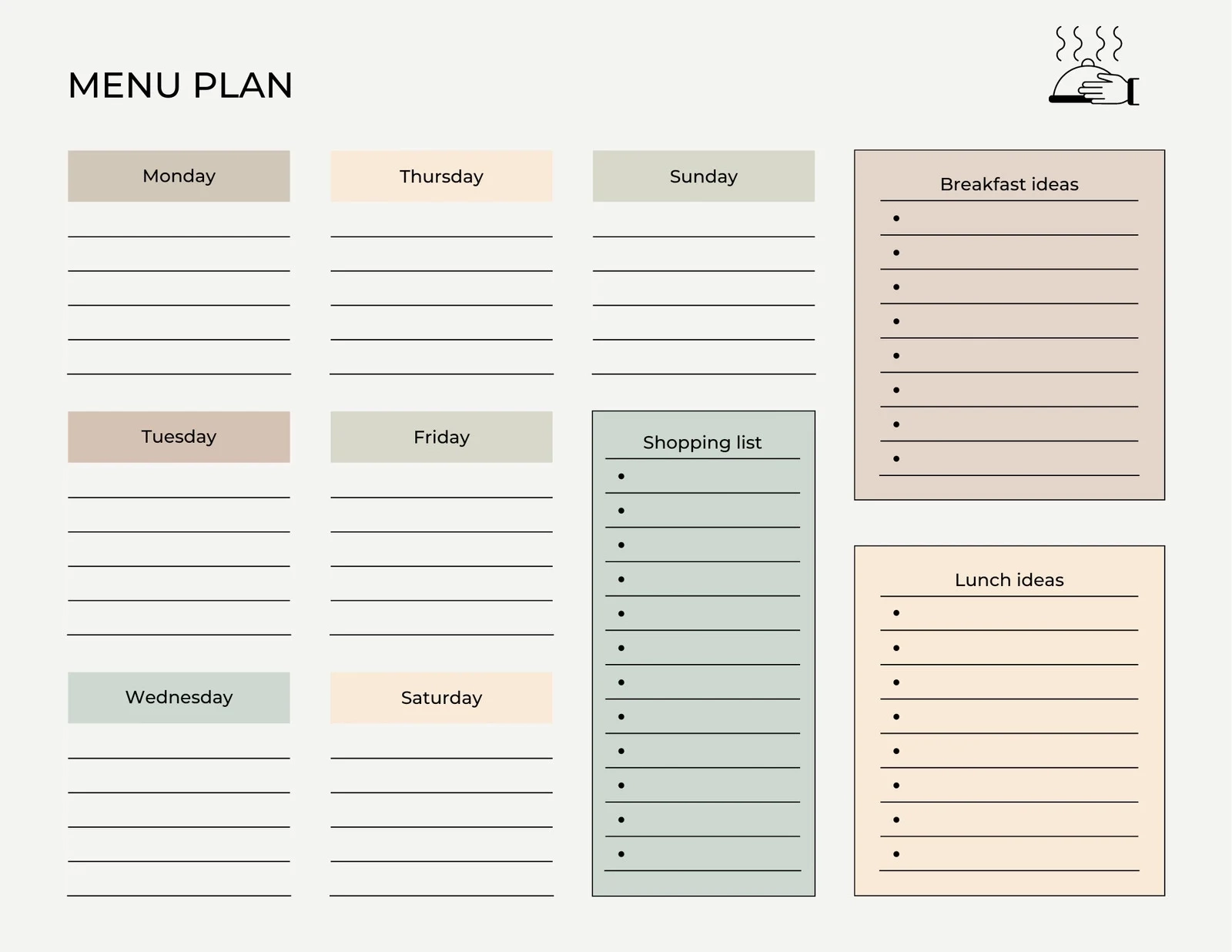 Printable Dinner Menu Template