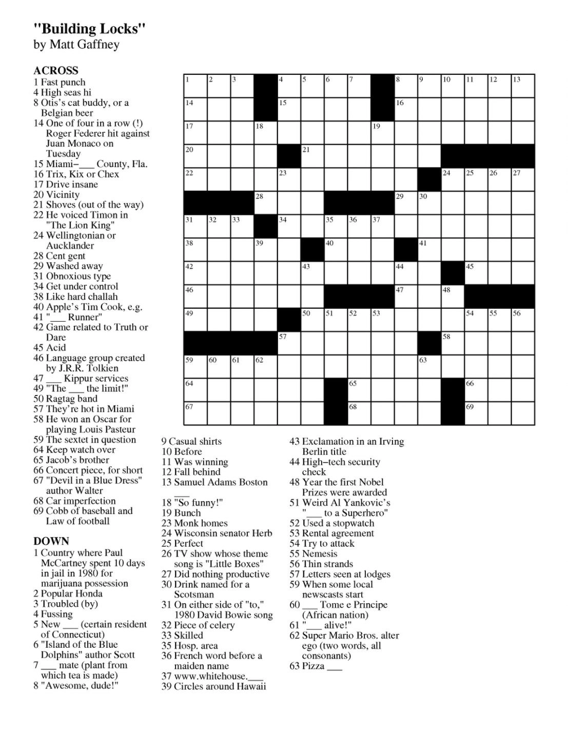 Printable Crossword Puzzles Newsday