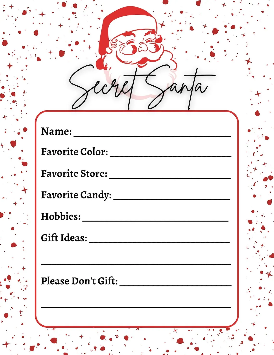 Free Download Free Printable Secret Santa Wish List Template 