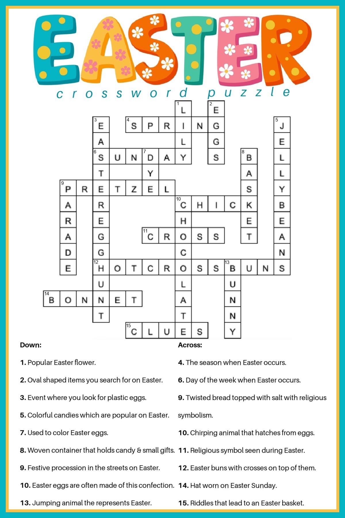 Free Easter Crossword Puzzle Printable 2 Versions amp Answer Key