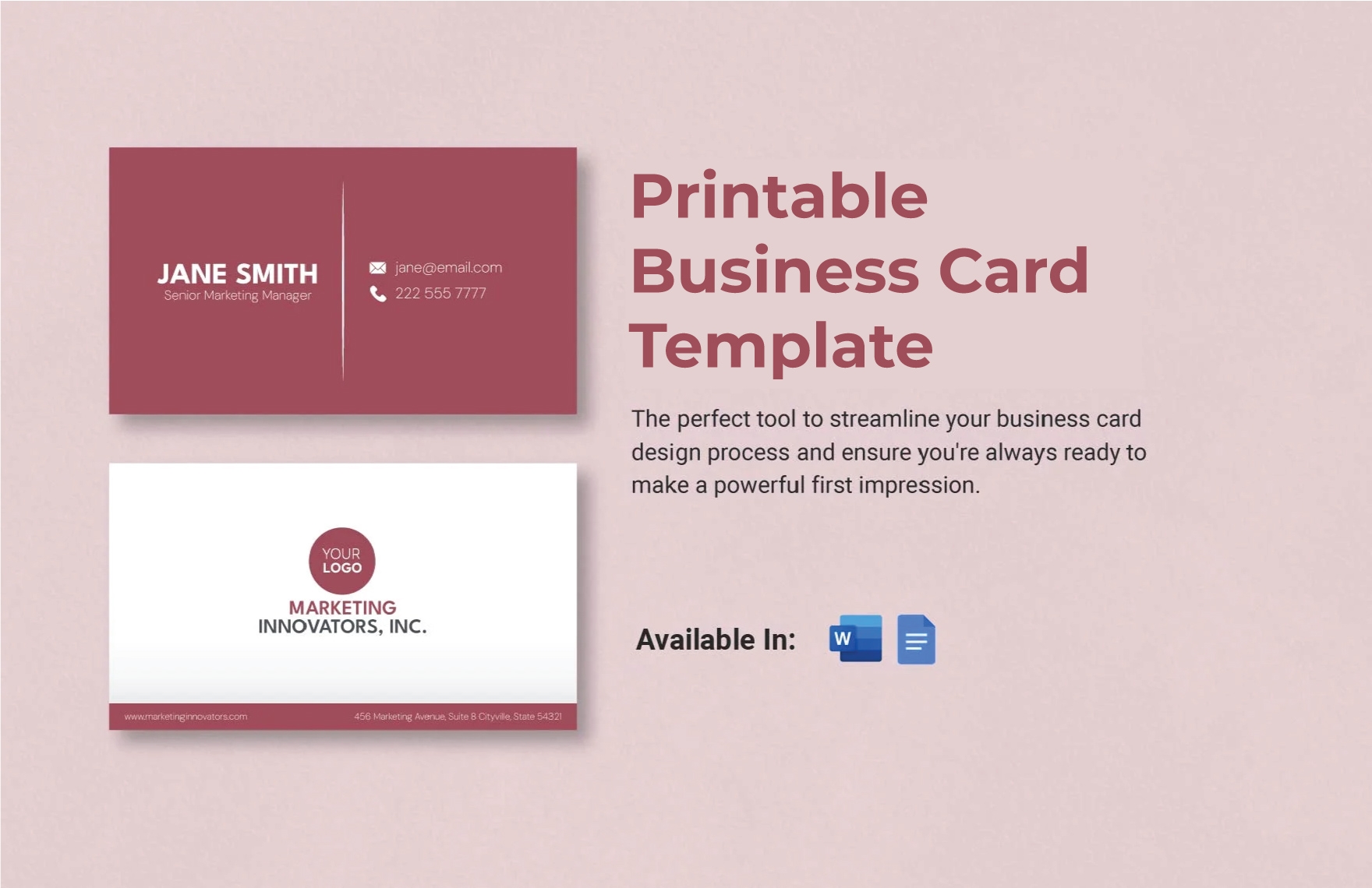 Printable Business Card Template Word