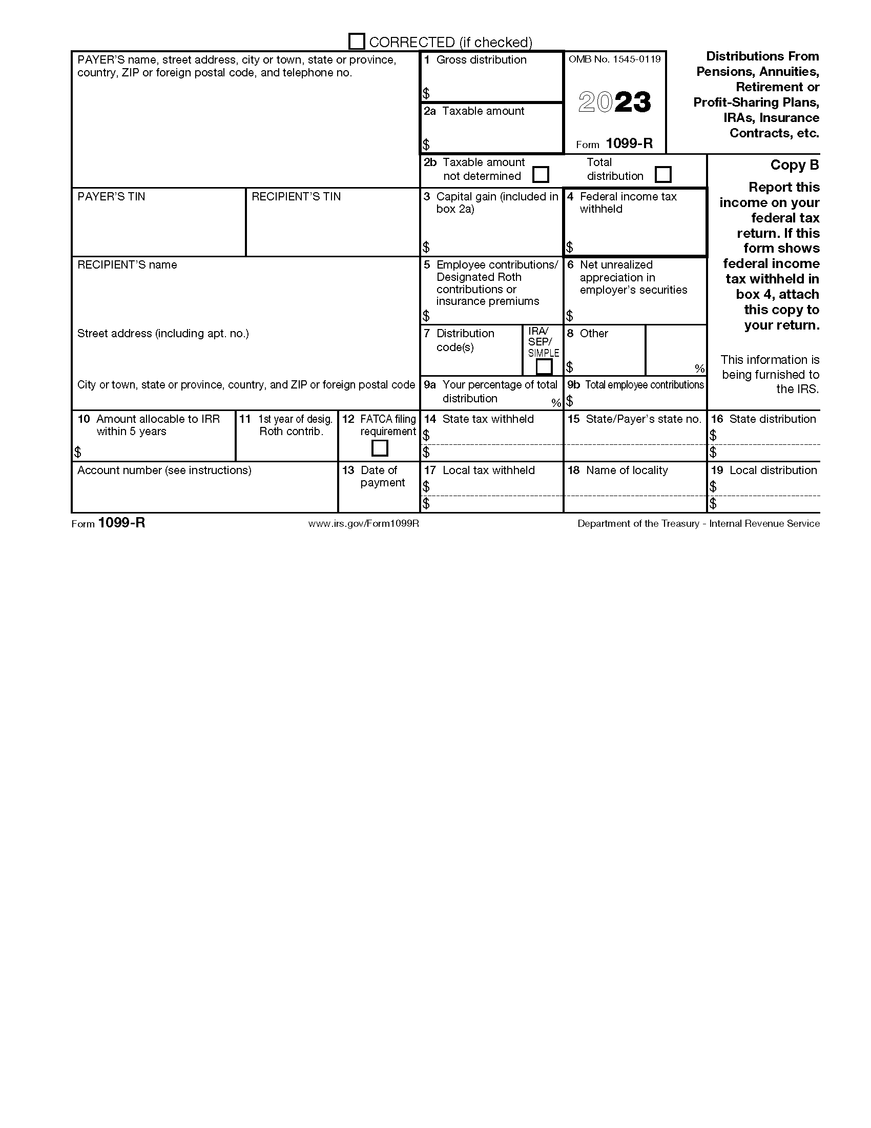 1099 R Fillable Form 2025