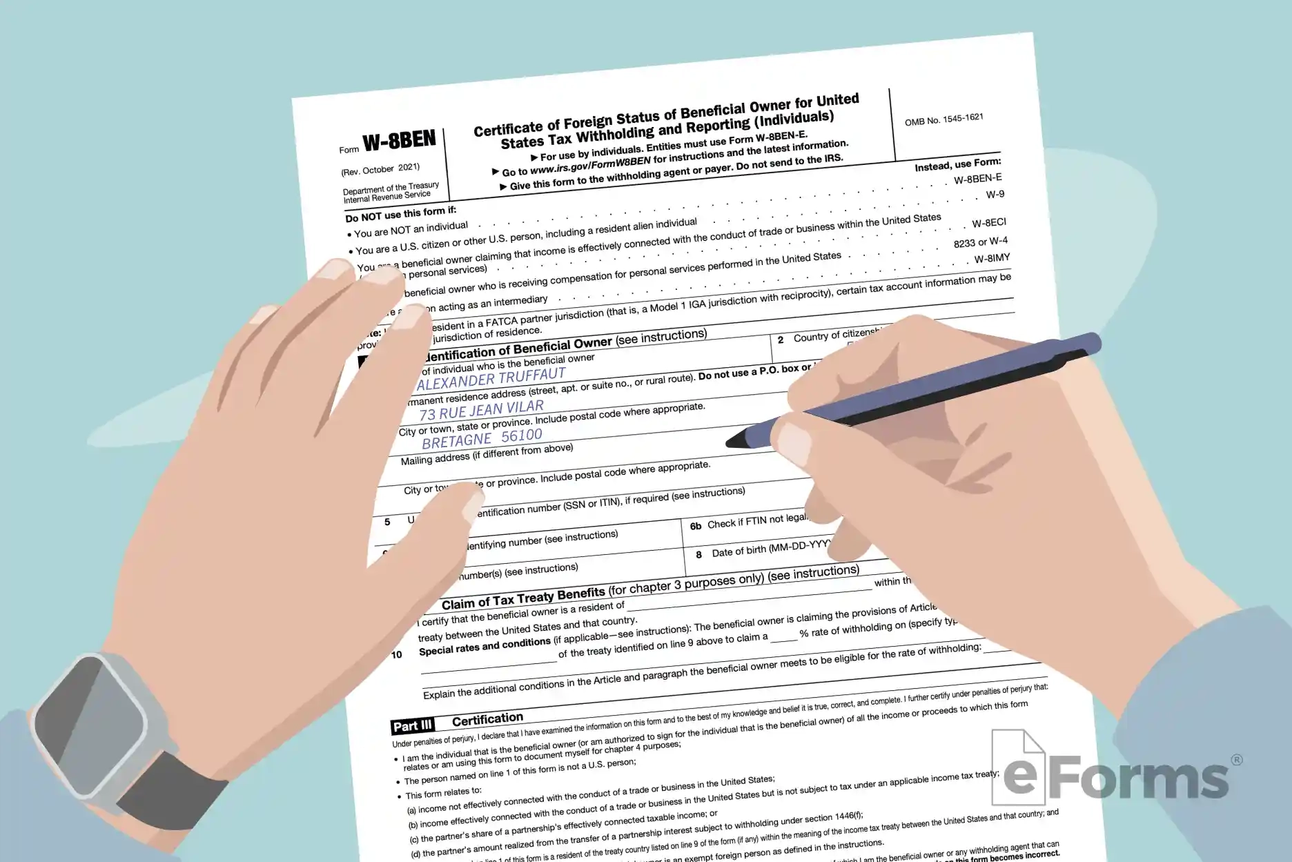 Free IRS Form W 8BEN PDF EForms
