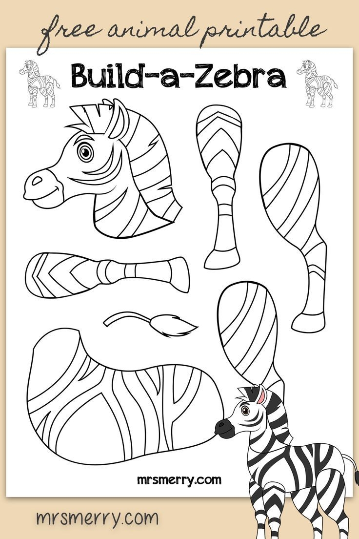 Free Kids Printable Build A Zebra Zoo Animal Crafts For Kids 