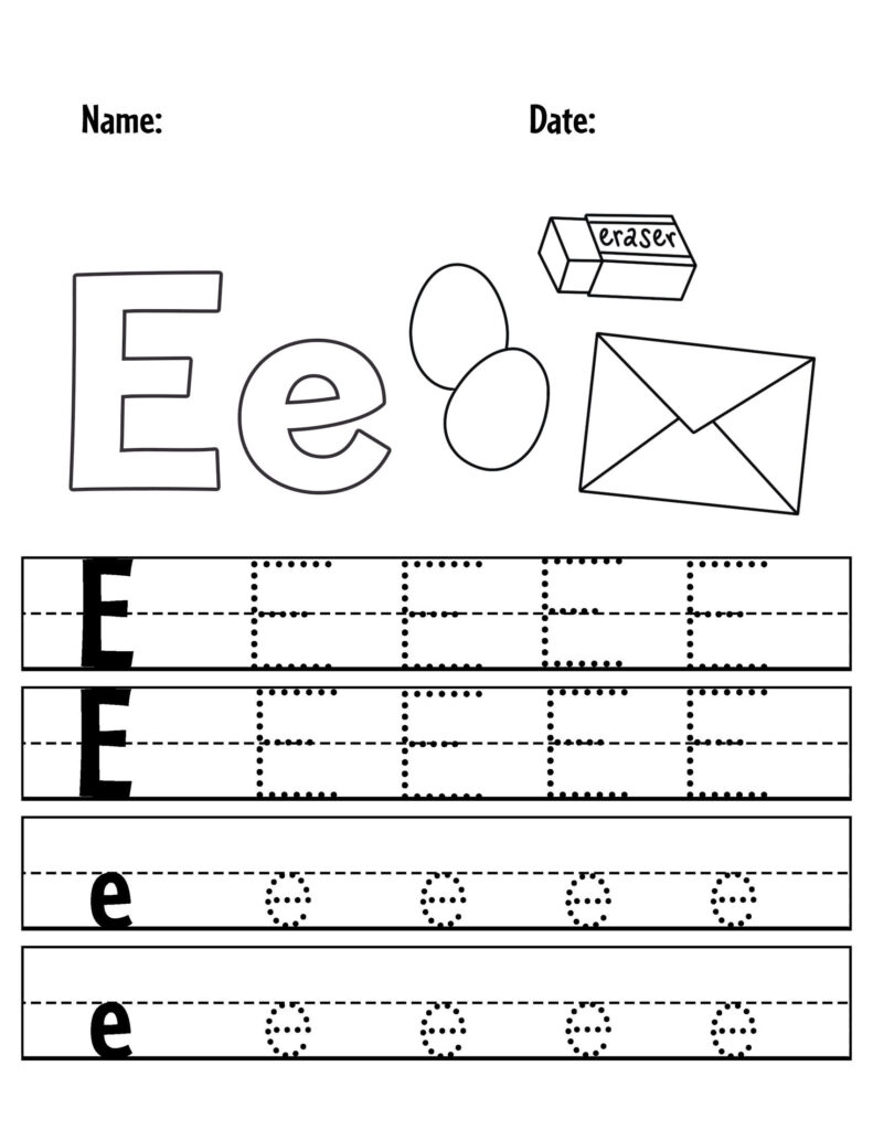 Free Printable Letter E Tracing Worksheets