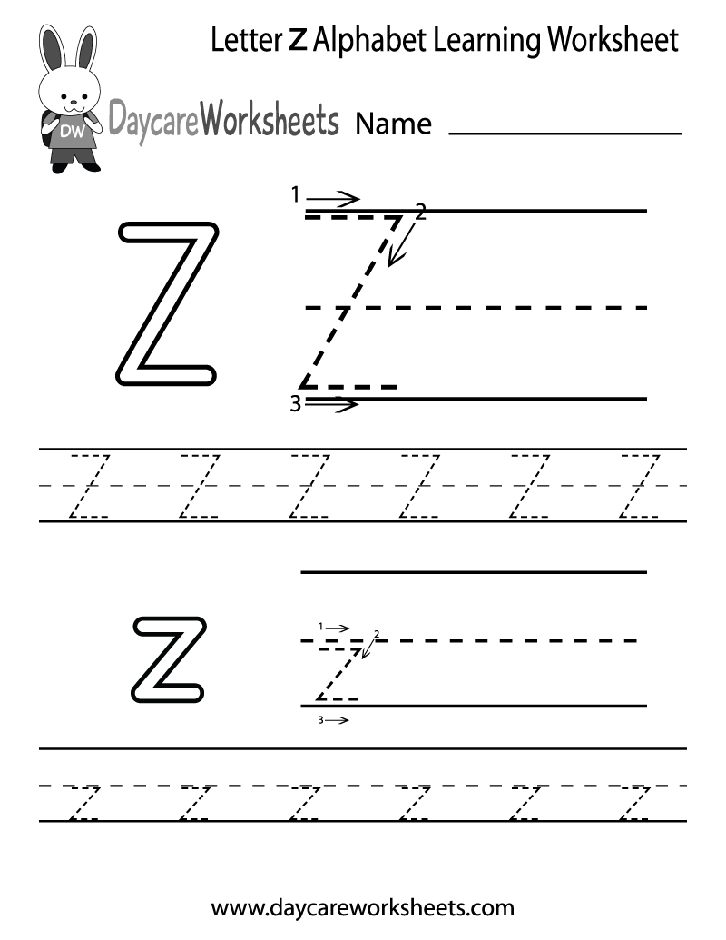 Free Printable Letter Z Preschool Worksheets
