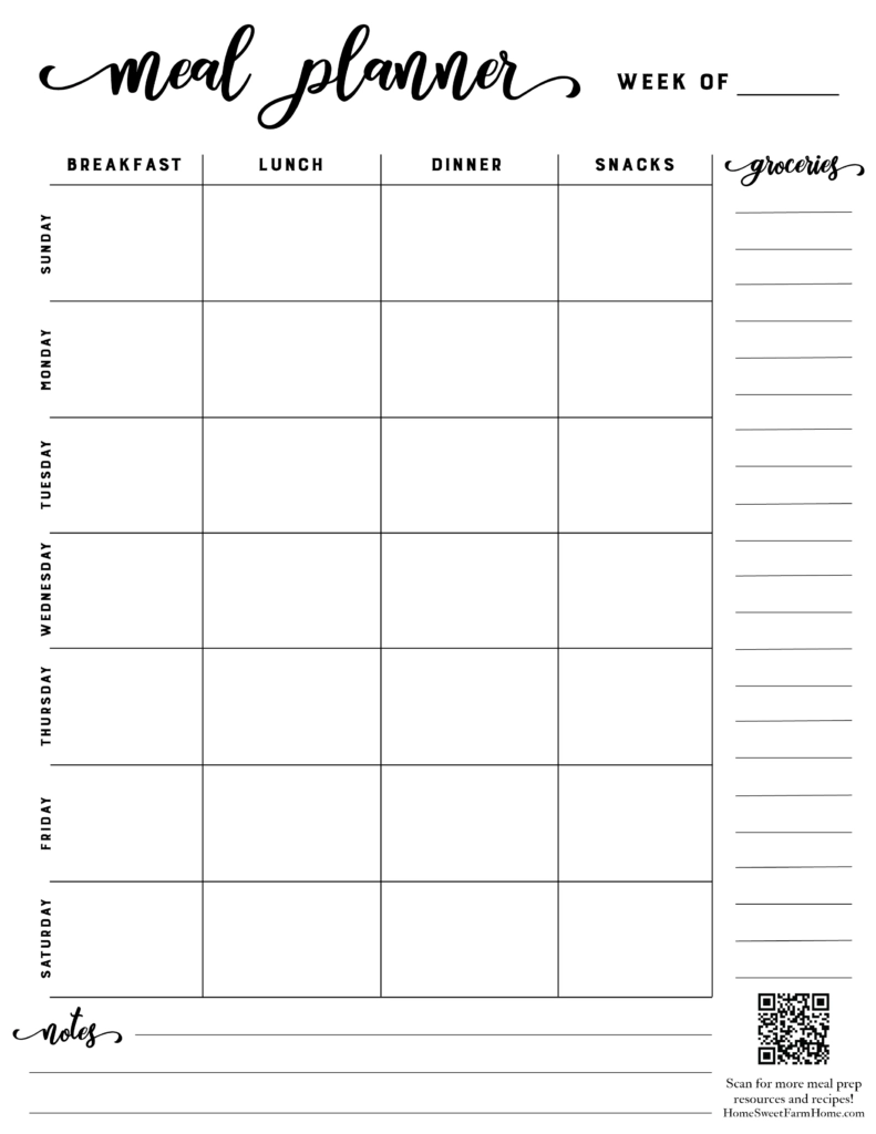 Free Printable Meal Planner Template