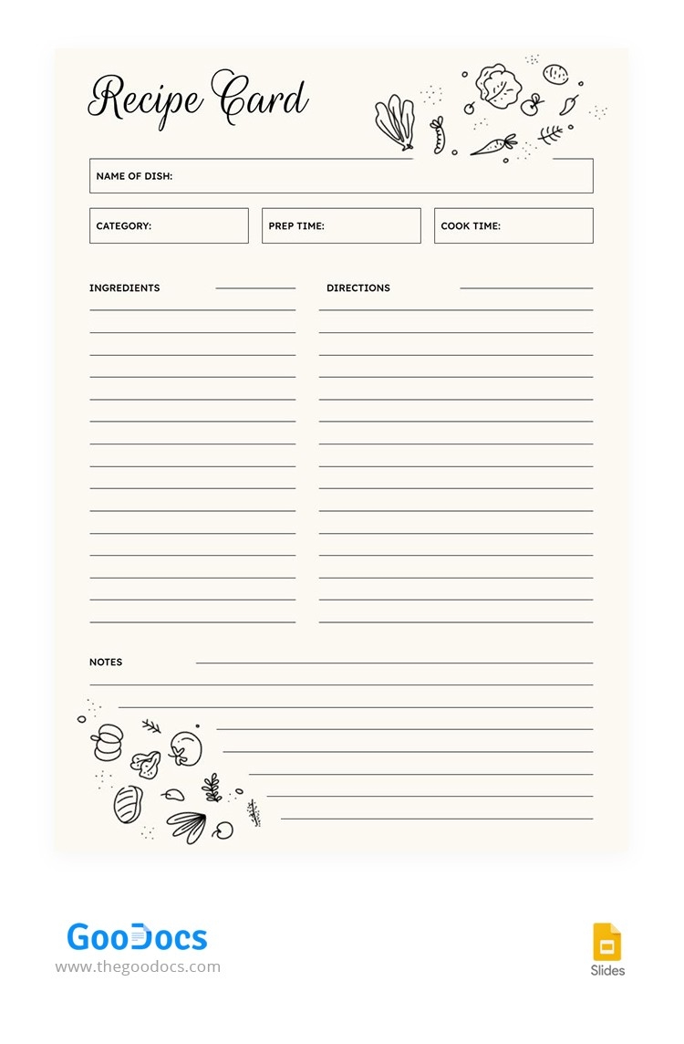 Free Minimalist Recipe Card Template In Google Slides And 