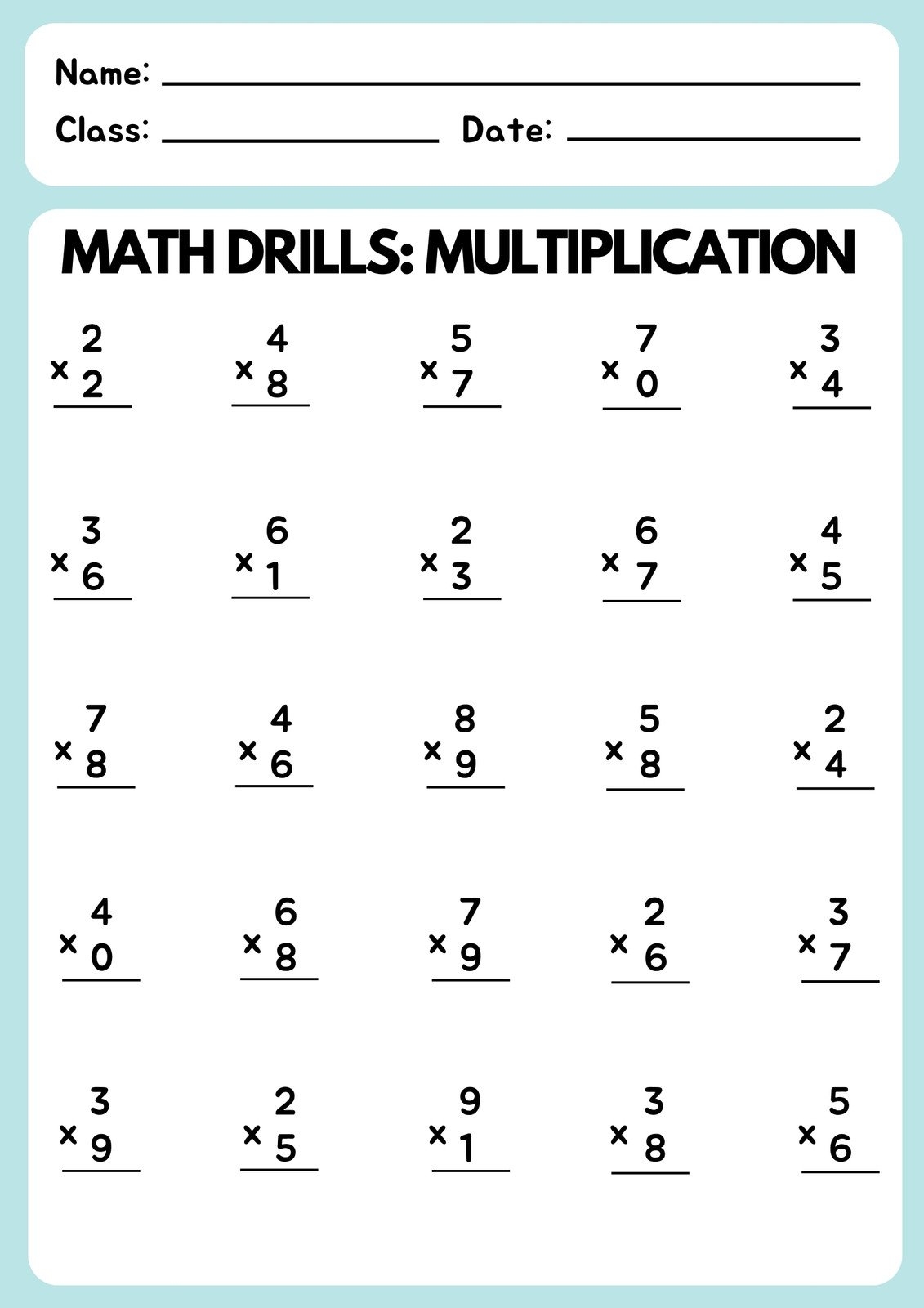 Free Multiplication Worksheet Free Download Free Multiplication 