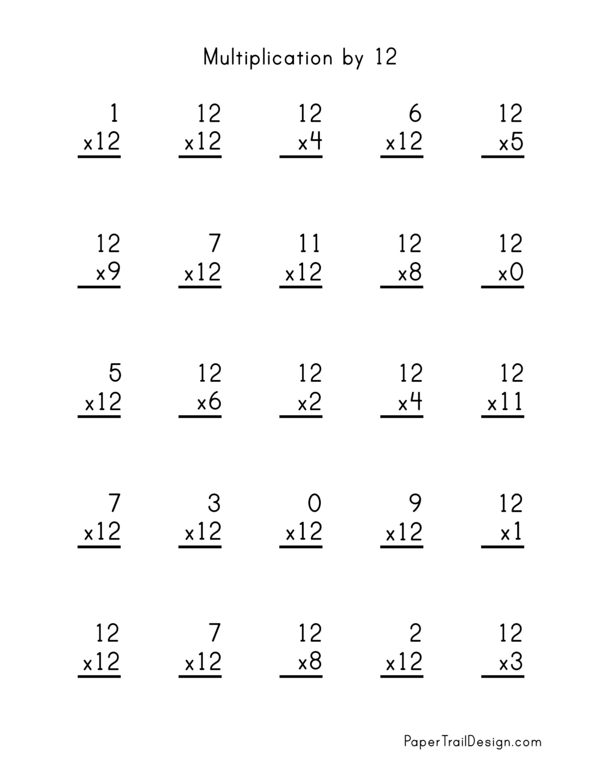 Multiplication 0-12 Worksheets Printable Pdf