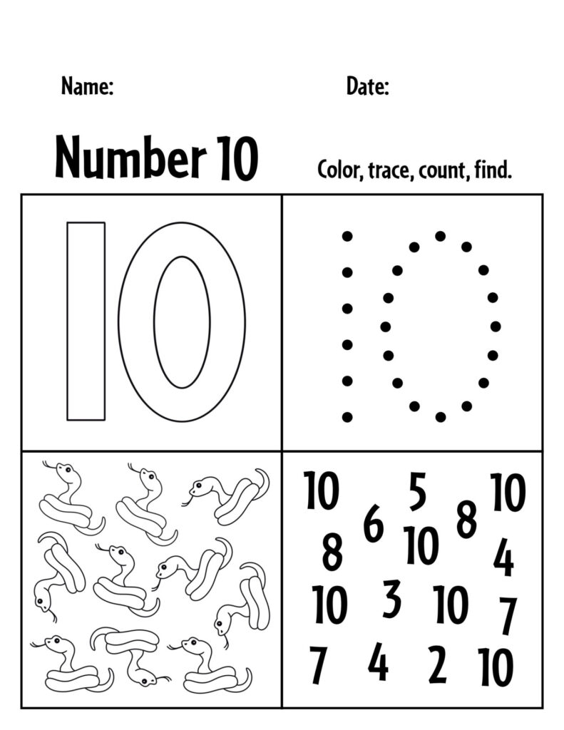 Free Printable Number 10 Worksheets Preschool