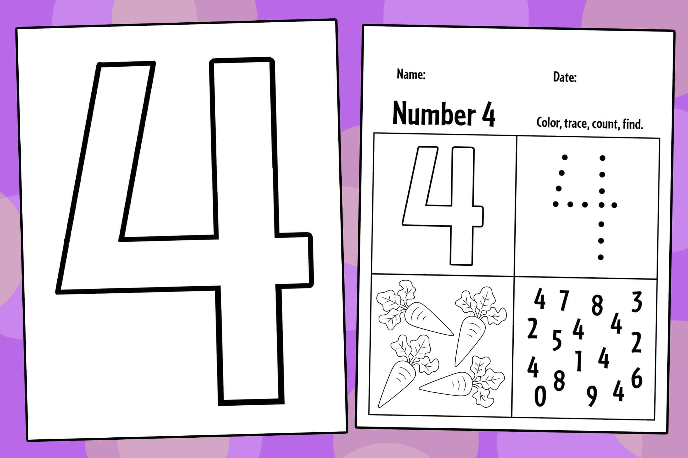 Number 4 Outline Printable
