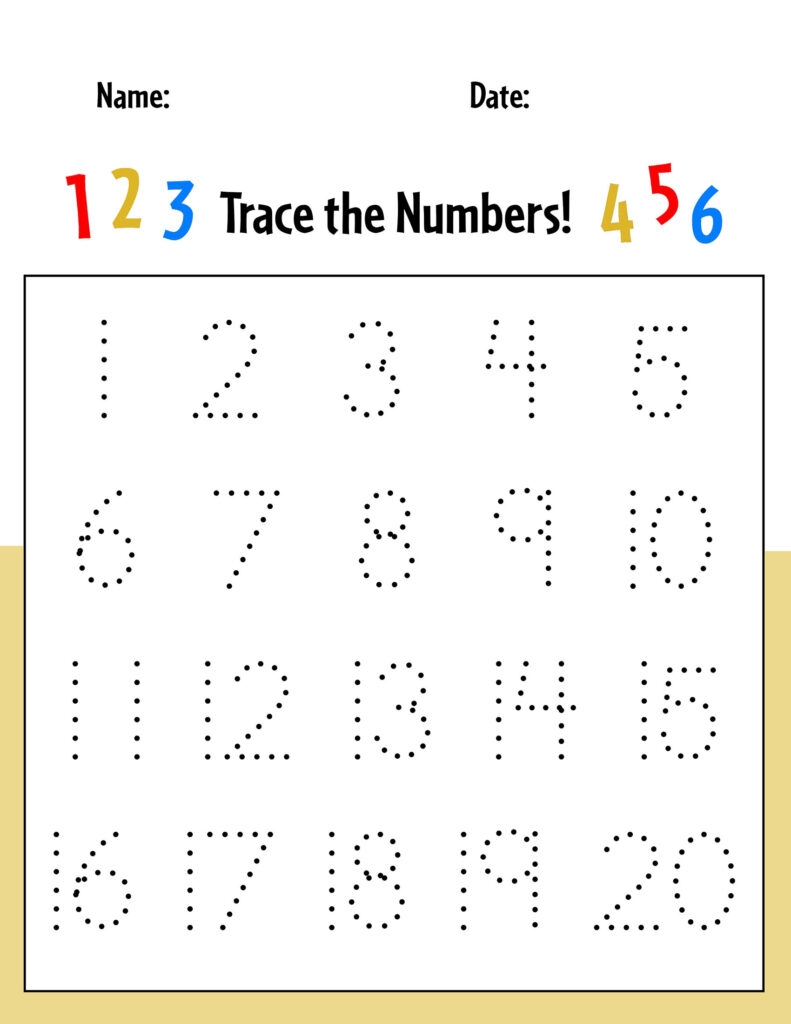 Free Printable Number Tracing Worksheets 1-20