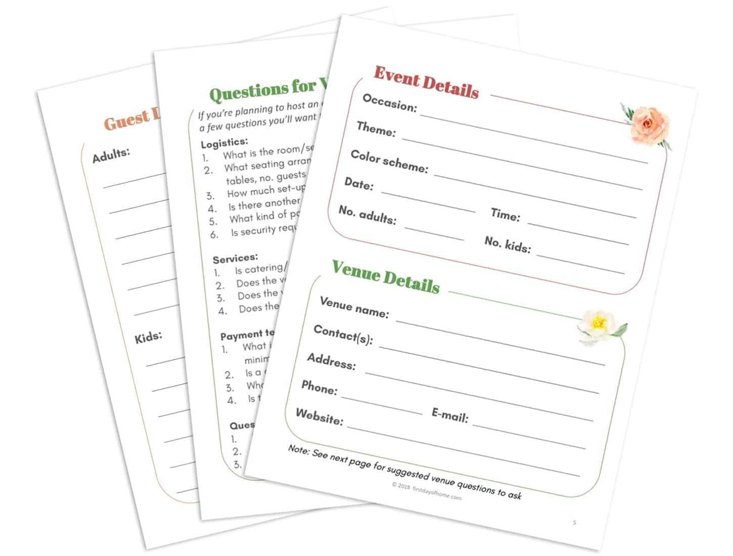 Party Planner Printable Free
