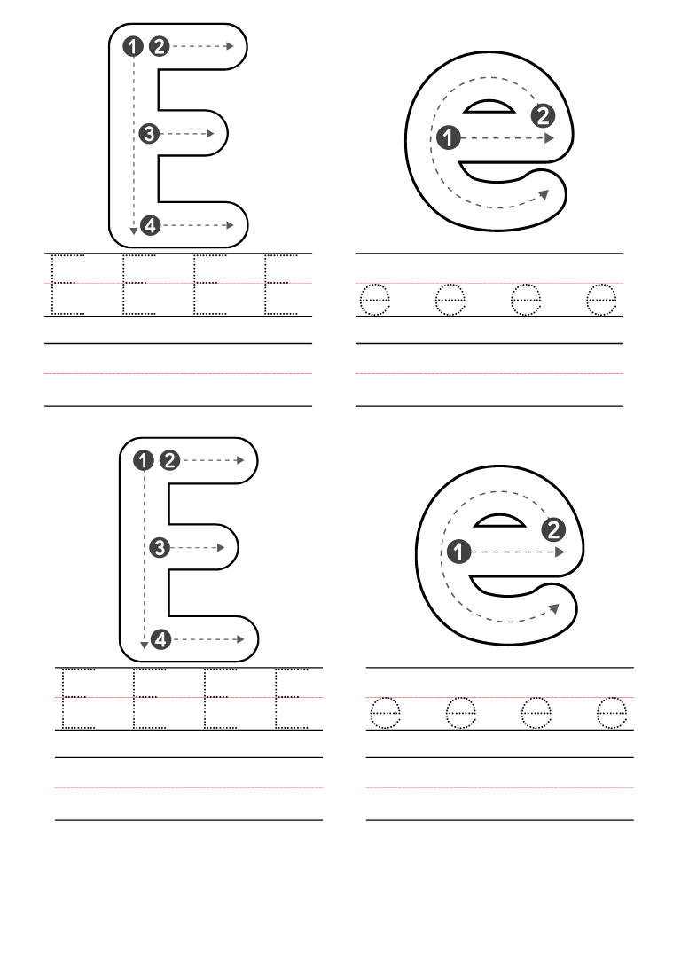 Letter E Printable Worksheets