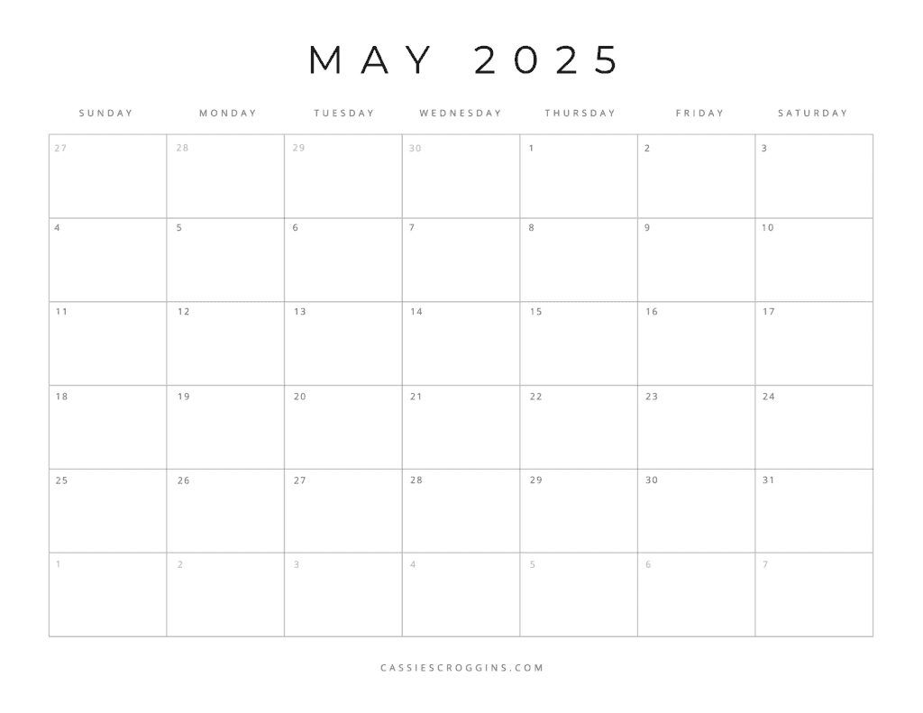Free Blank Calendar 2025 Template
