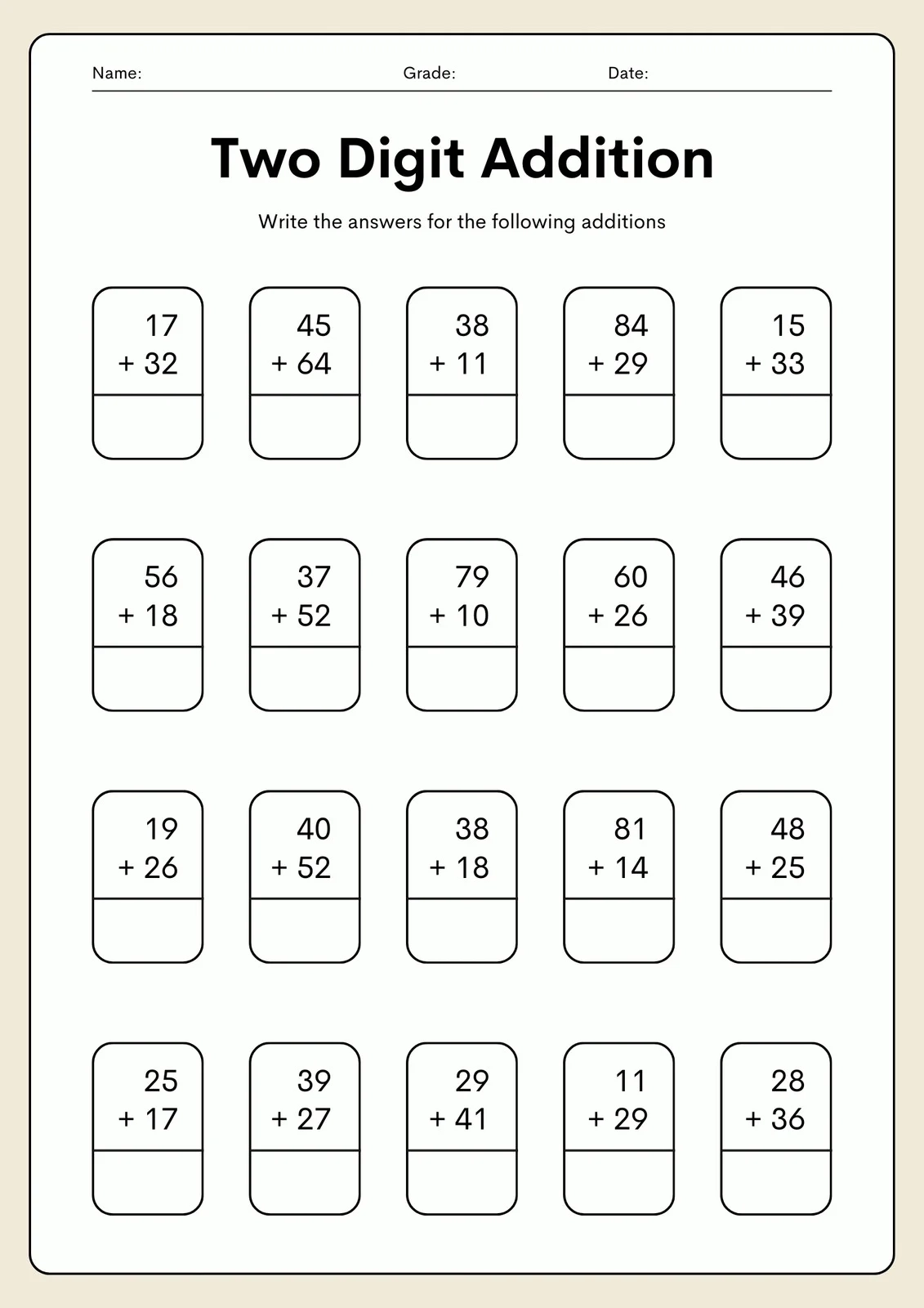 Printable Math Worksheet