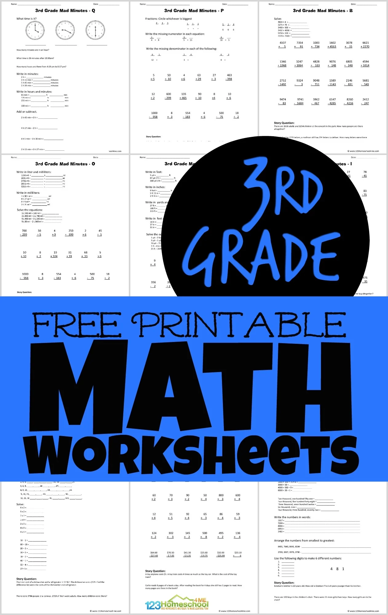 Math Worksheets Free Printable 3rd Grade
