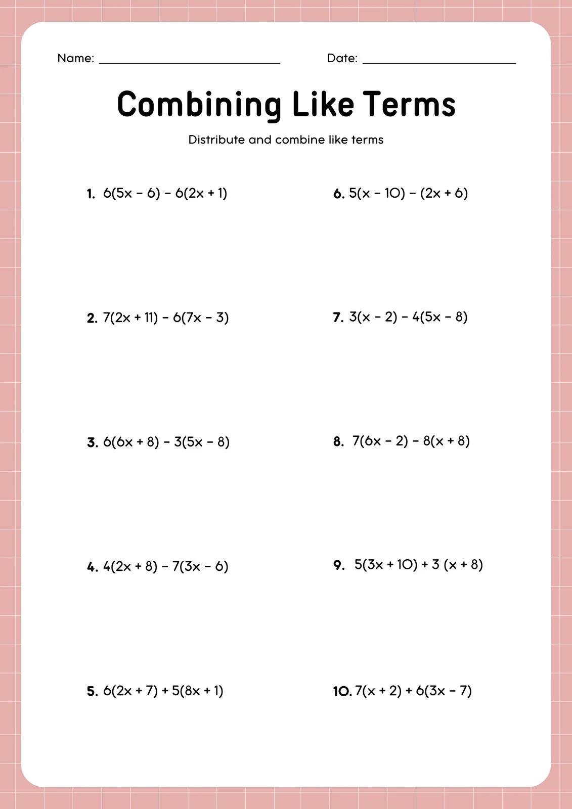 Printable Math Worksheets Free Grade 8