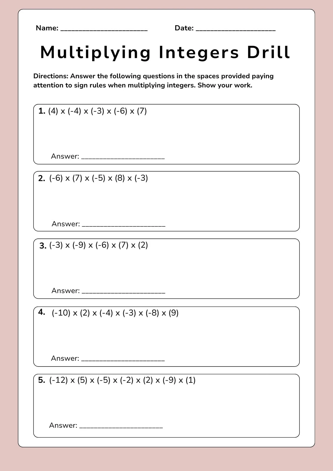 Printable Math Worksheets For 8th Grade