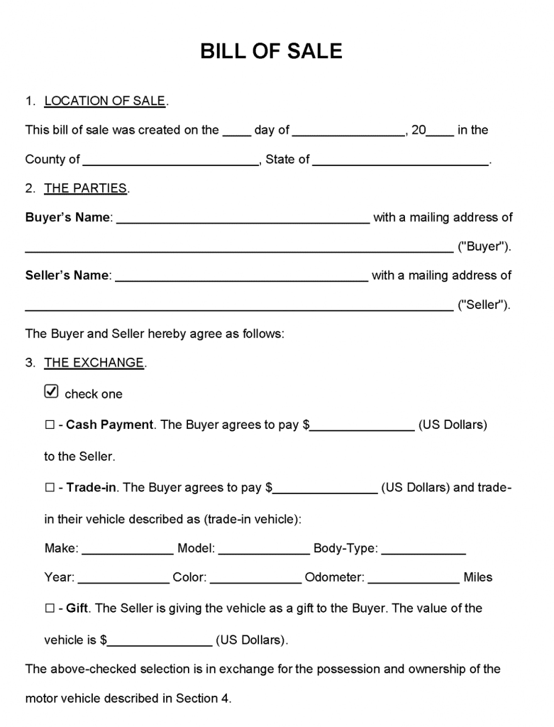 Free Printable amp Customizable Motorcycle Bill Of Sale Form