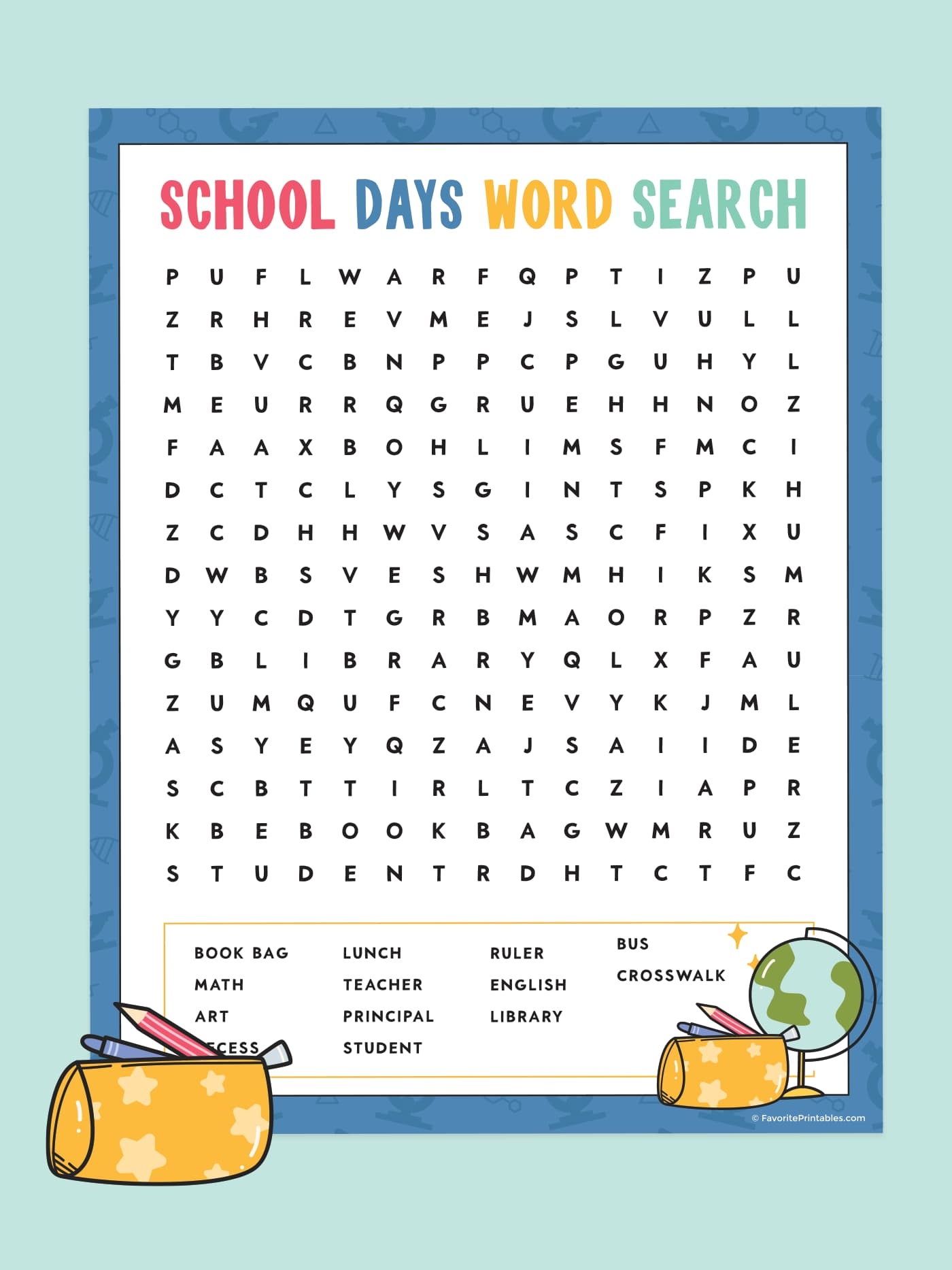 Back To School Word Search Puzzles Printable