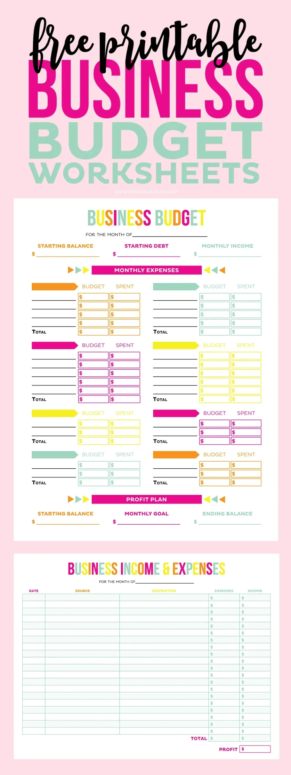 FREE Printable Business Budget Worksheets Printable Crush