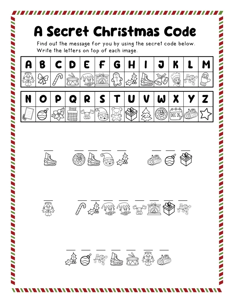 Free Printable Christmas Secret Codes For Kids In The Playroom