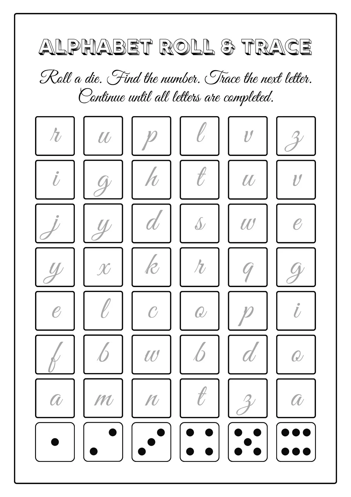 Cursive Alphabet Printable Worksheets