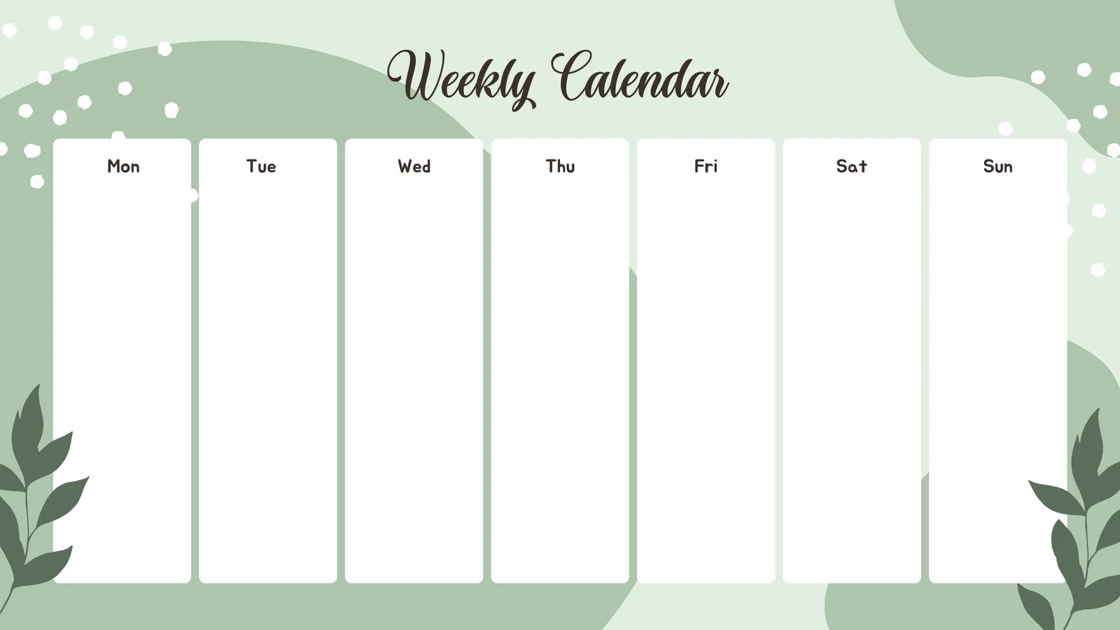 Blank Weekly Printable Calendar