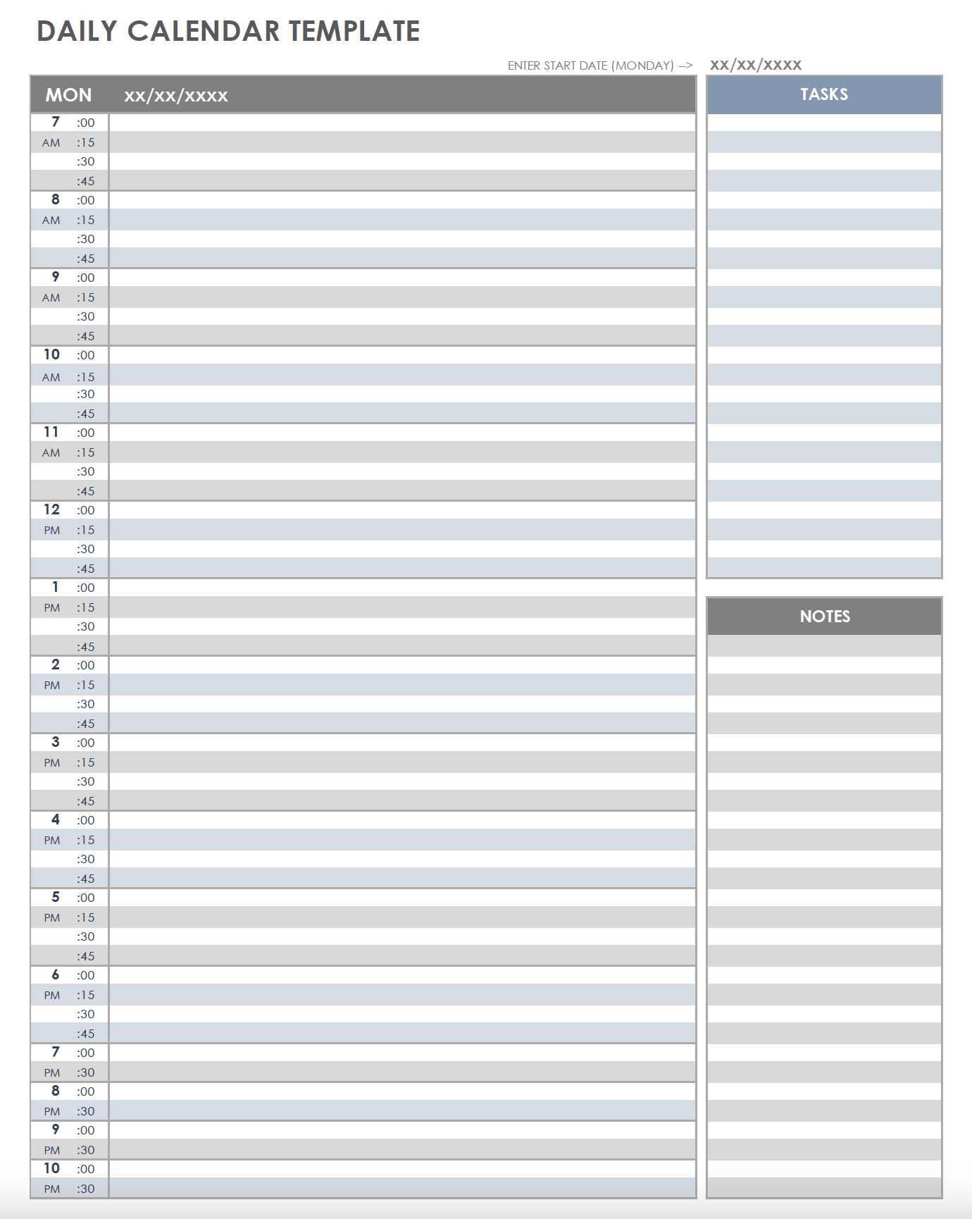 free printable daily calendar templates smartsheet