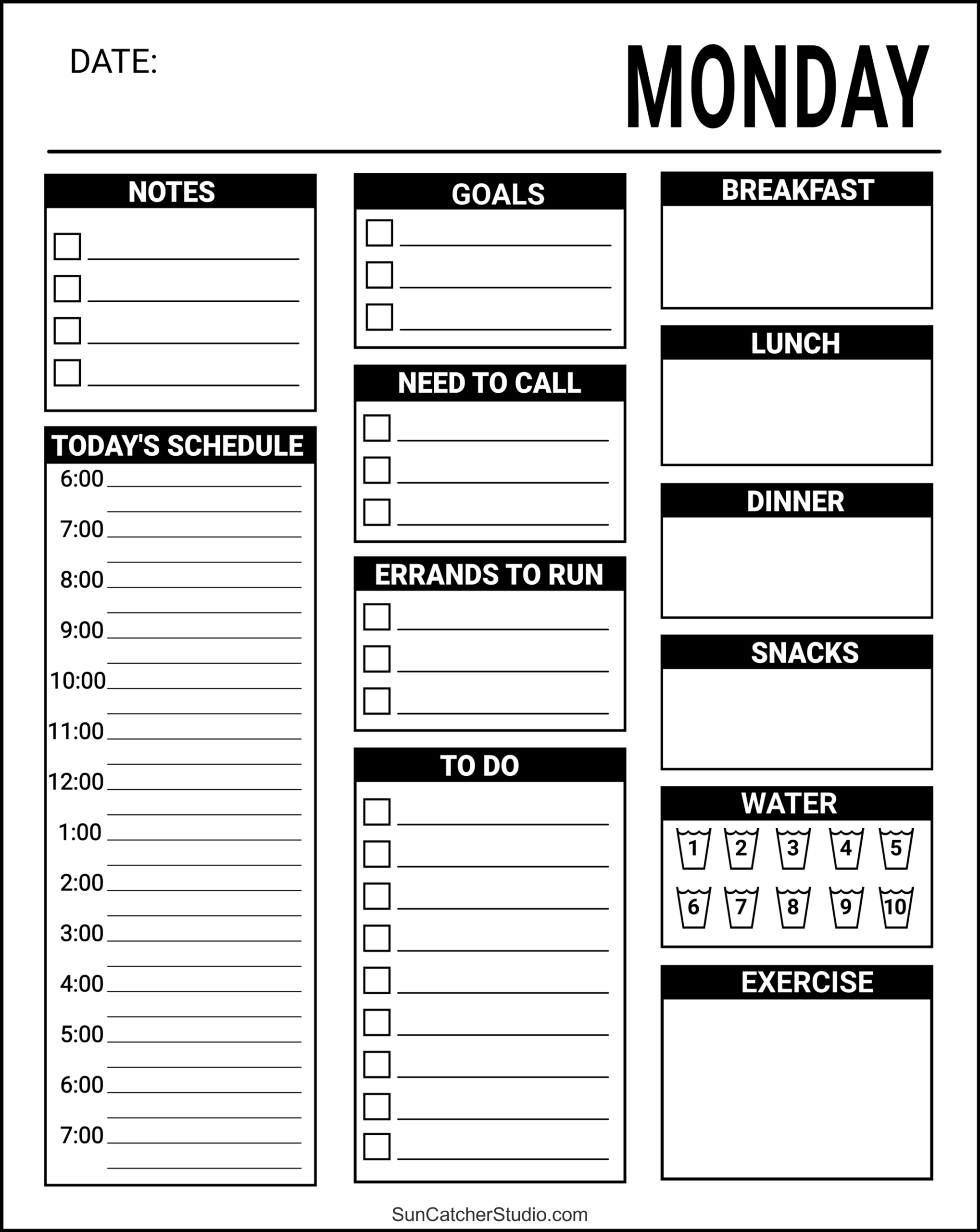 Day Planner Template Printable