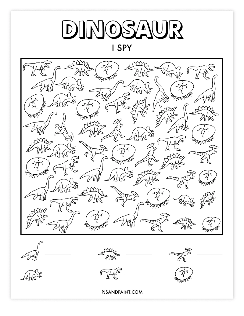 Free Printable Dinosaur I Spy Game Pjs And Paint