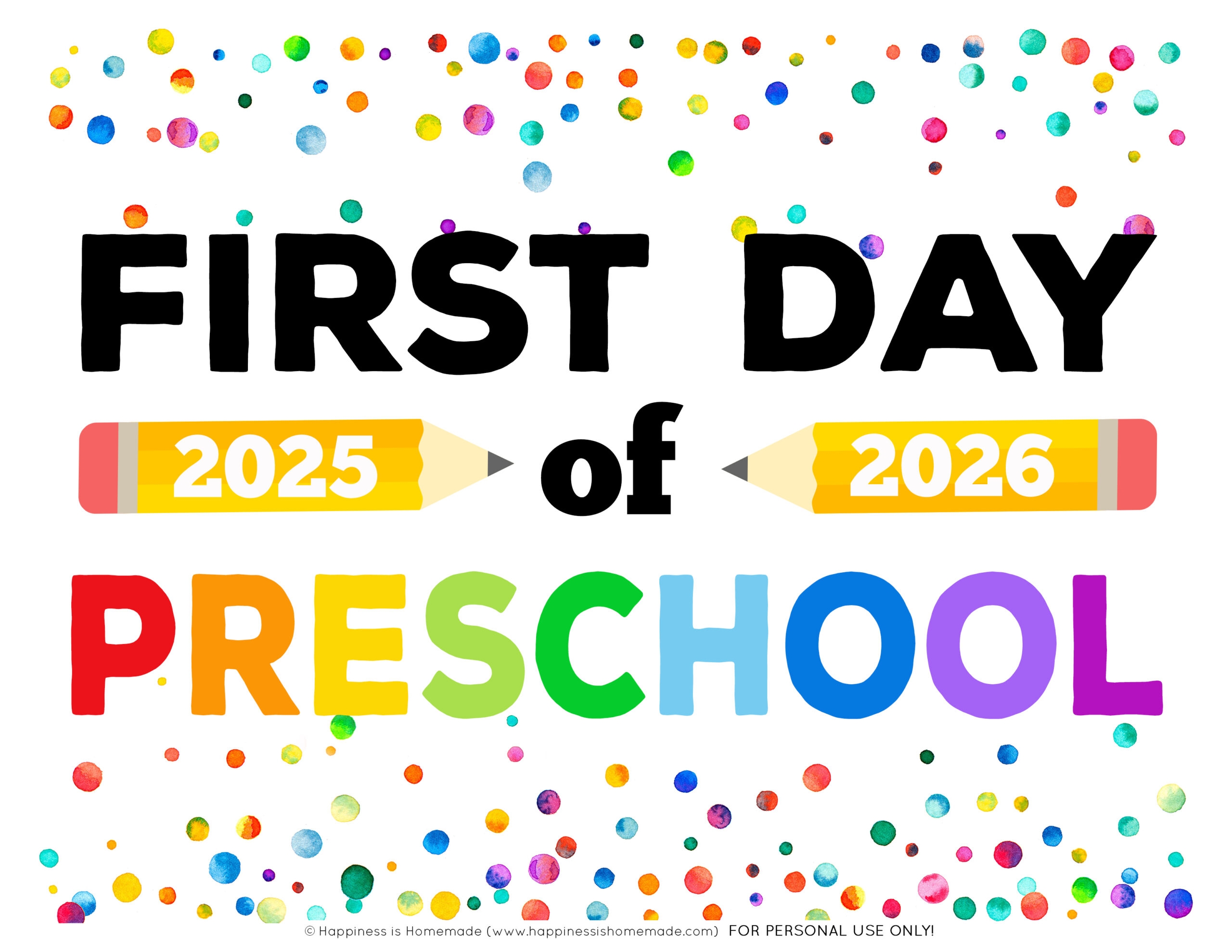 Printable First Day Of School