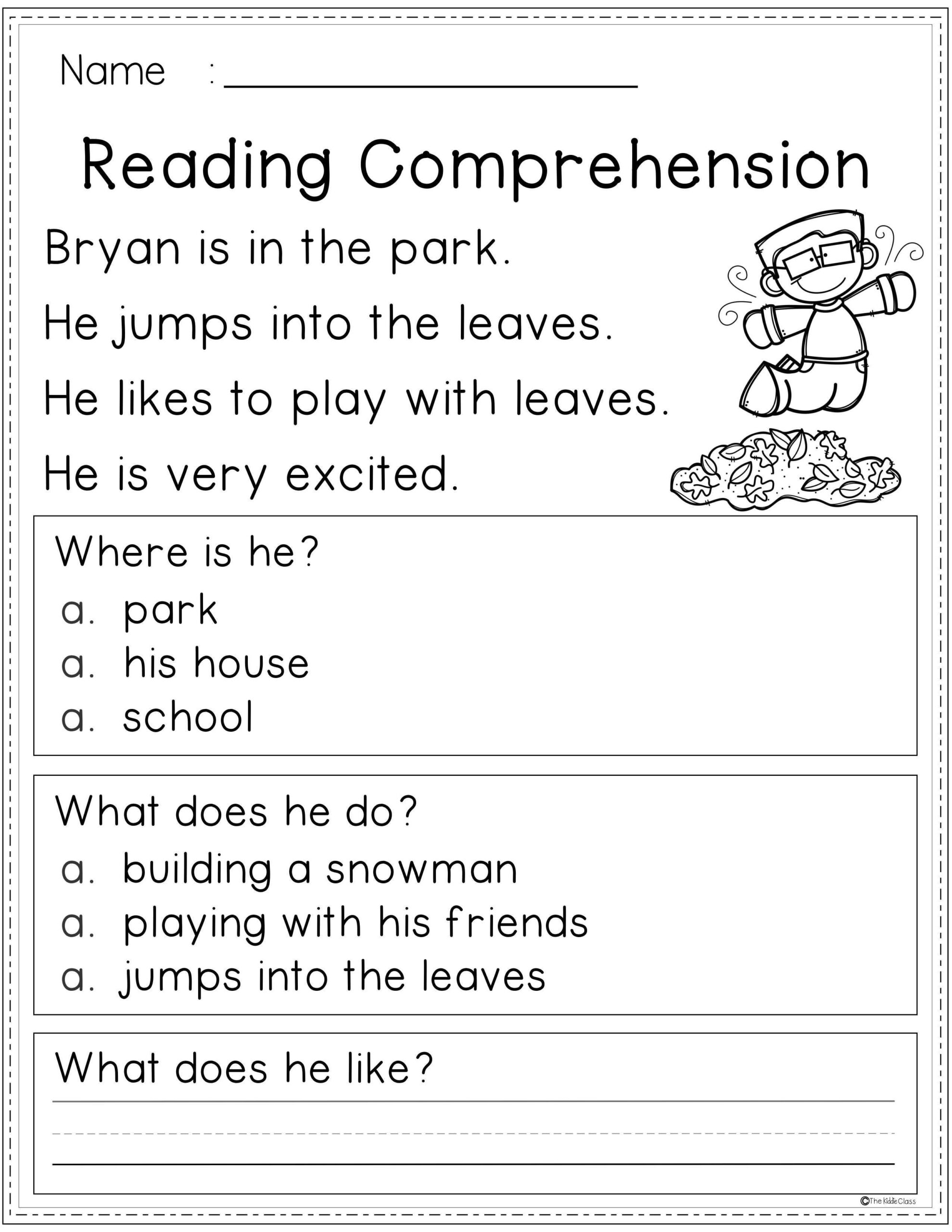 Free Printable First Grade Reading Comprehension Worksheets 