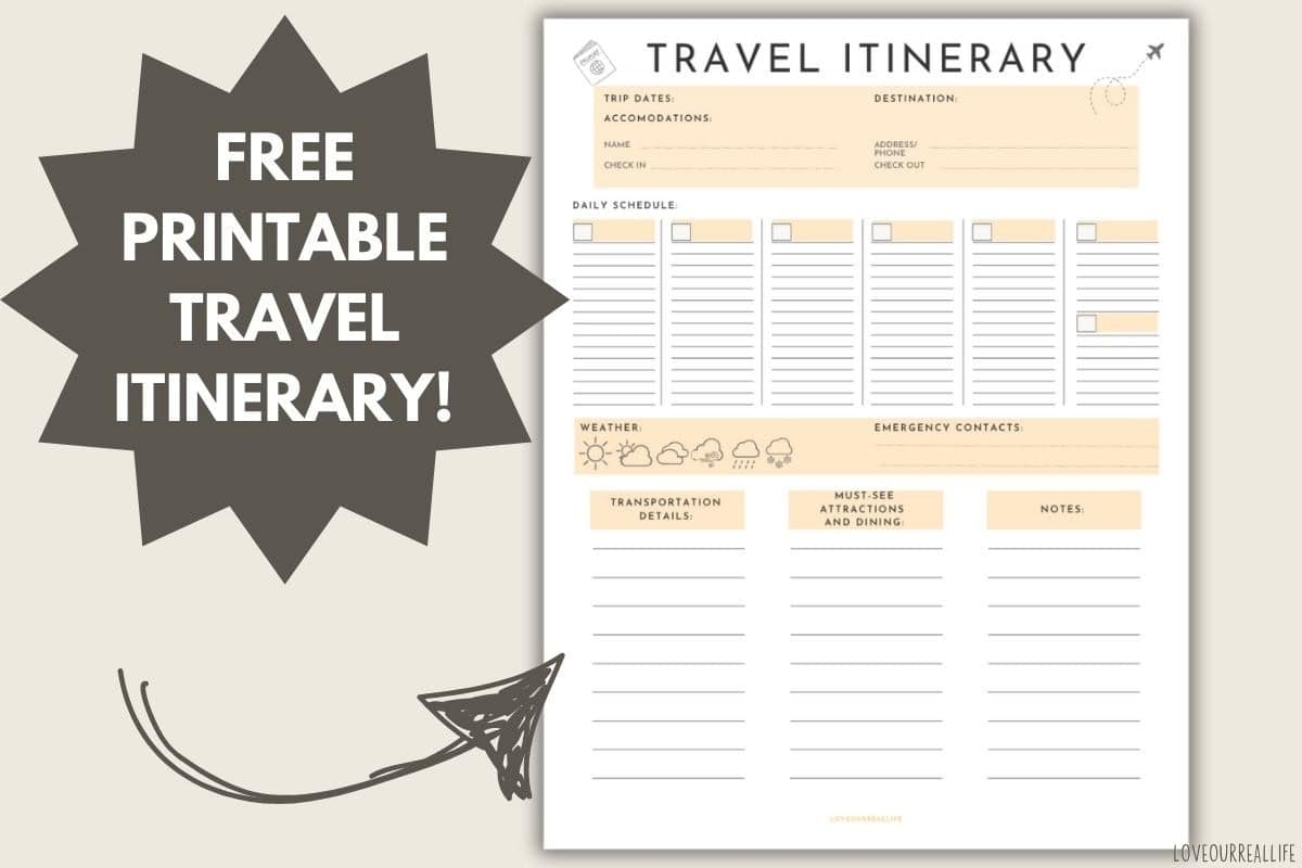 Free Printable Itinerary Template For Stress Free Travel Love 