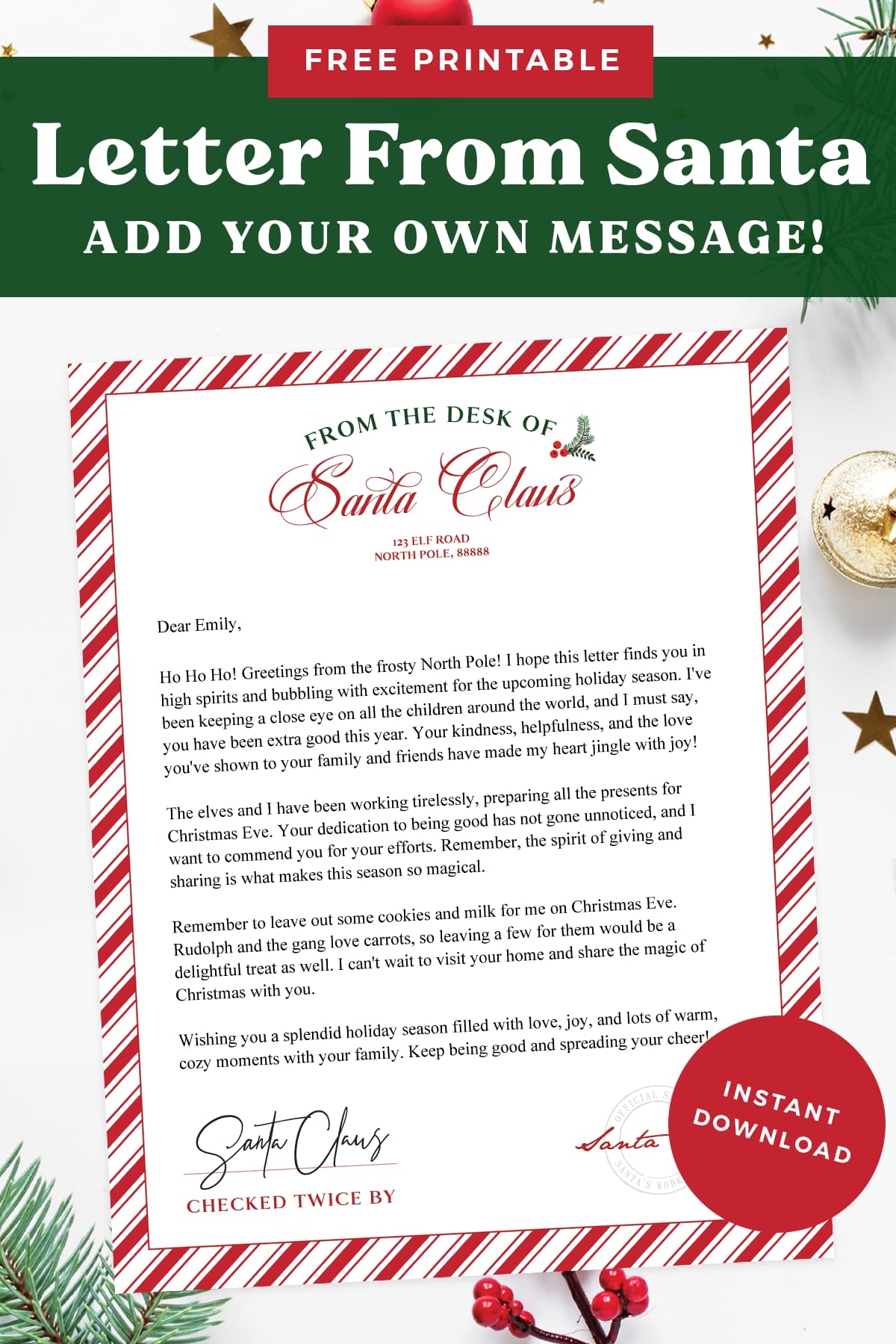 Free Printable Letter From Santa Template Word Pdf