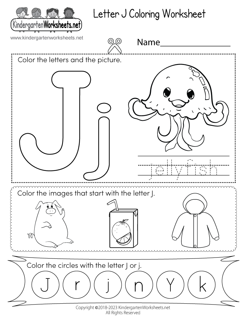 free printable letter j coloring worksheet